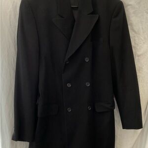 French connection black wool men’s double breasted coat medium
